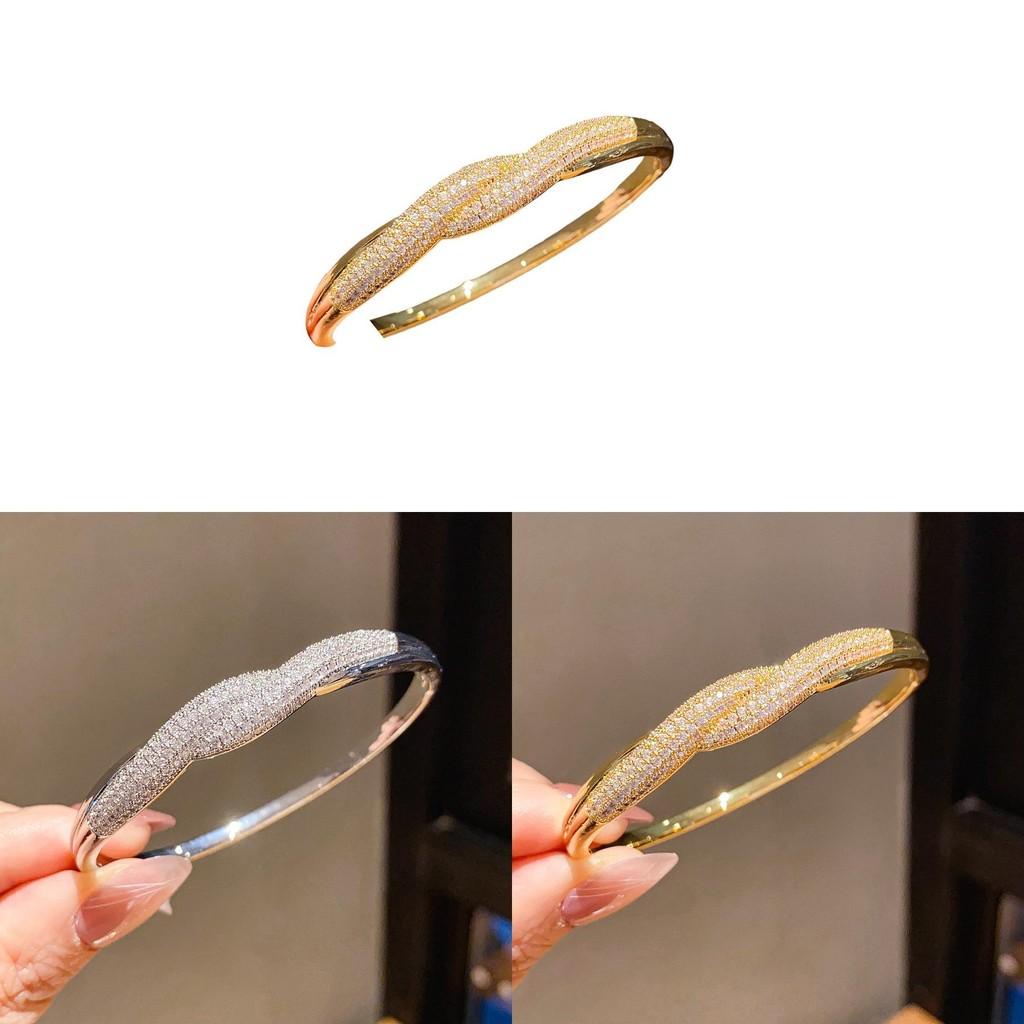Geometric Zircon Cuff Bracelet With 18k Gold Plating For Women Elegant Accessories