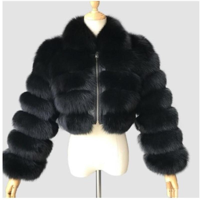 Luxury Faux Fur Jacket For Women Lapel Long Sleeve Spliced Short Warm Furry Winter Coat