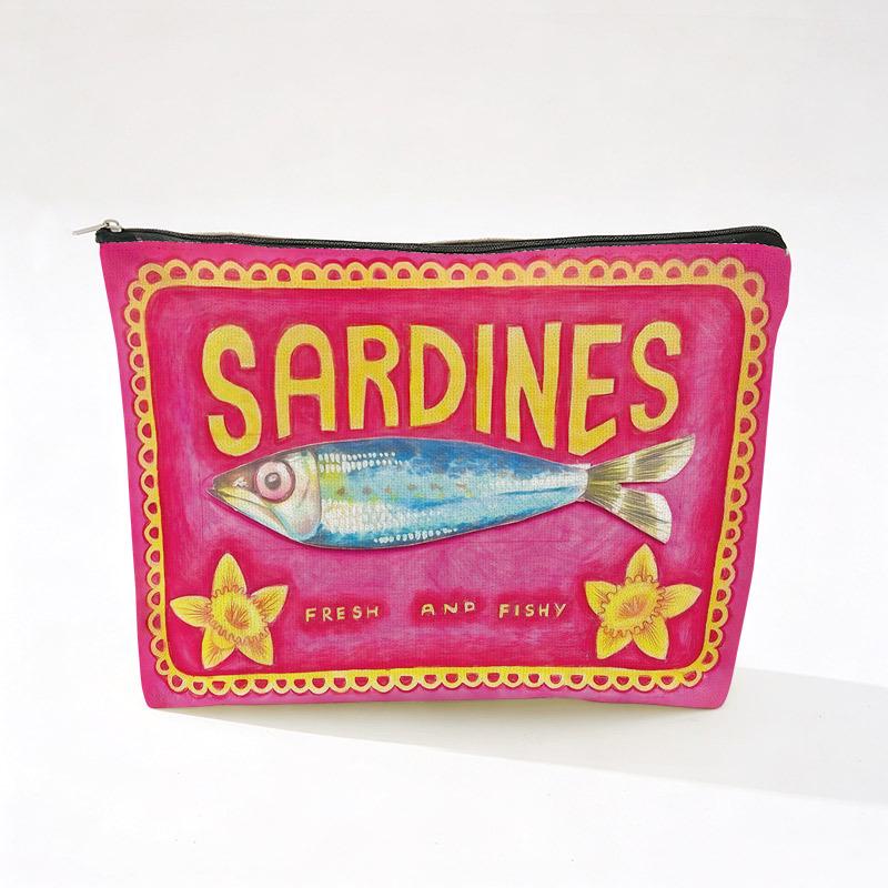 Bohemian Makeup Bag: Colorful Fish Print, Retro Style Cosmetic Travel Case
