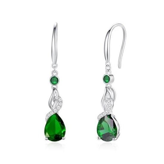 FANCIME Geburtsstein Ohrringe Damen 12 Monate Tropfen Motiv Haken Zirkonia Silber S925 Amulett Stein Accessoires Weihnachten Geburtstag Geschenk Geschenkverpackung