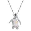 Hot Sale Win Platinum Blue Niche Versatile Opal Penguin Necklace Vintage Personality Collarbone Chain