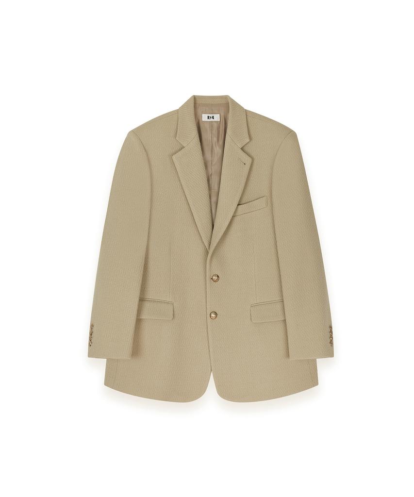 R-4 R-0033 / Oversized Tweed Box-Blazer(Beige)