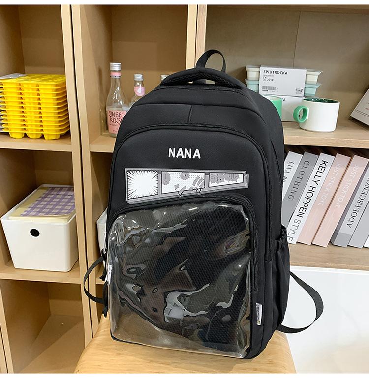 

School bag new school bag female Korean version ins wind two-dimensional transparent bar pain bag multi-compartment middle and high school student