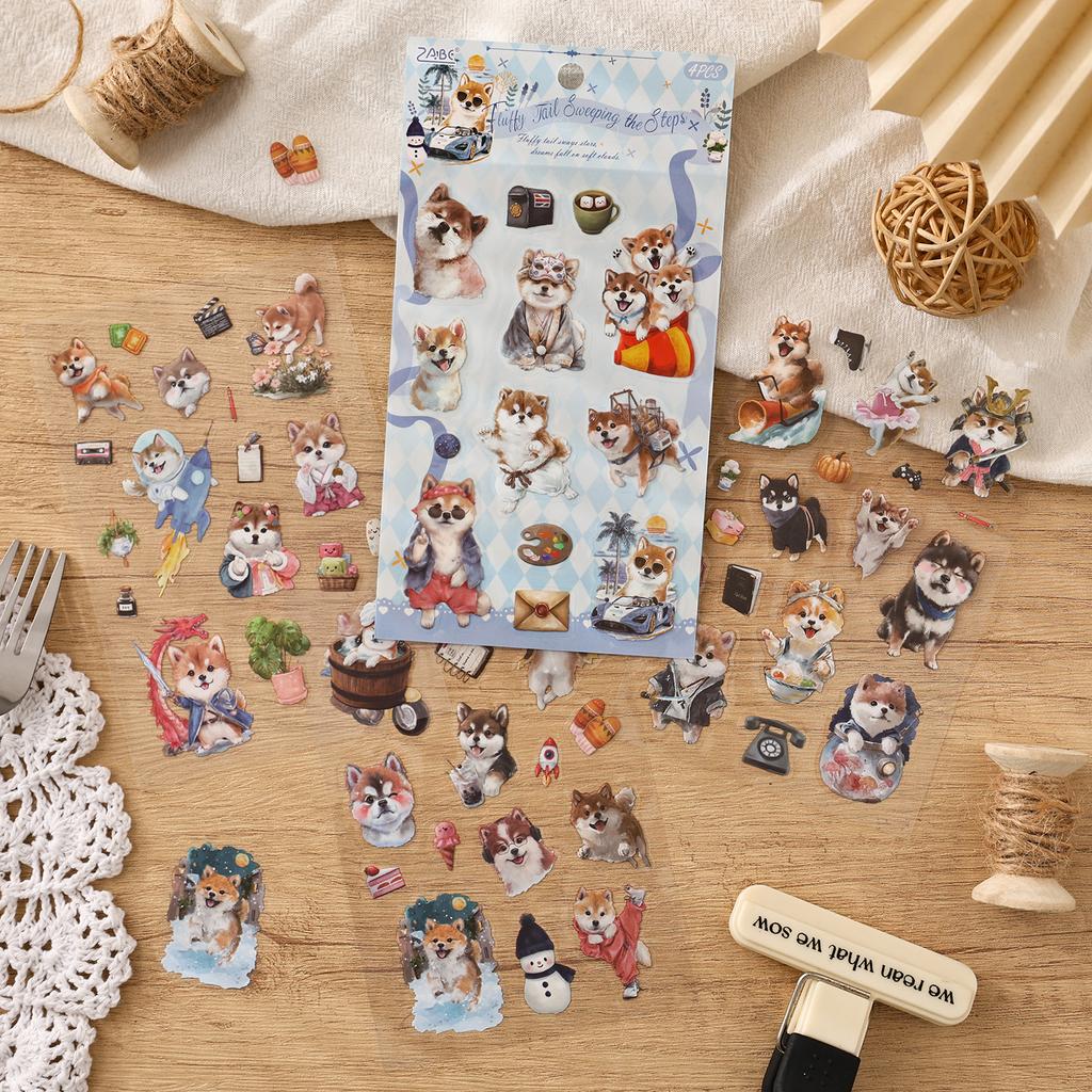 4sheets Claw Printing Companion Series Kawaii Cat and Dog Die Cutting Stickers DIY Diary Phone Case Scrapbook Aesthetic Stickers