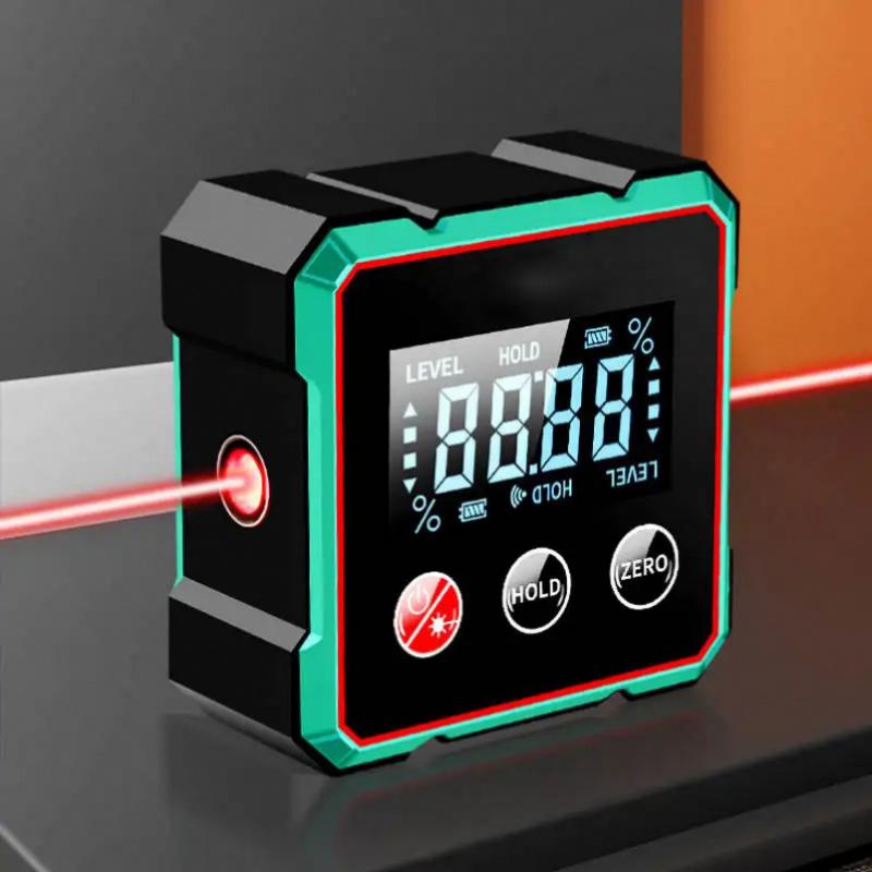 Laser Digital Protractor Inclinometer Laser Level Ruler USB Chargable Inclinometer Magnetic Base Goniometer Magnet Angle Finder