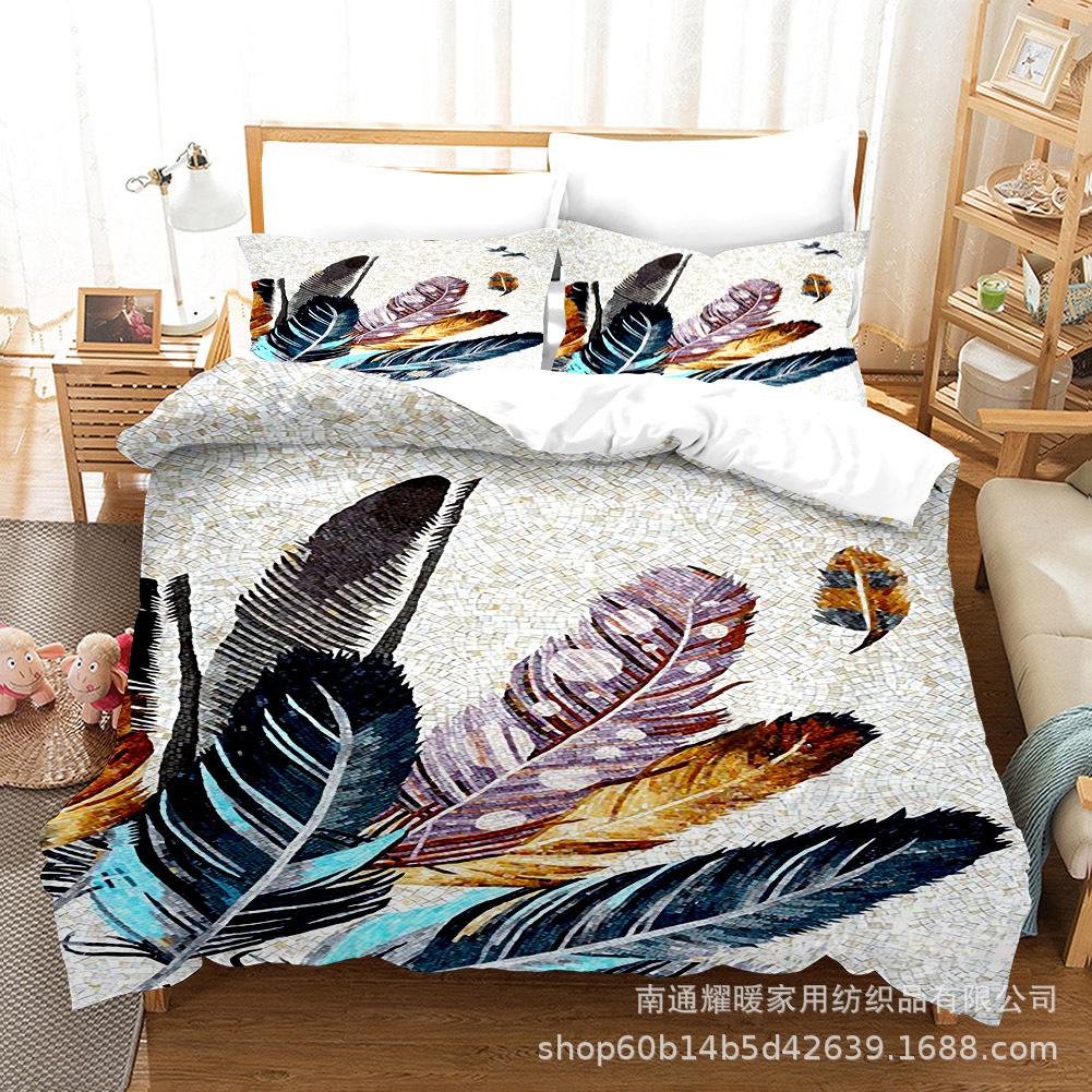 3D Digital Printing Bedding Four-Piece Set Three-Piece Set Feather Sheet Quilt Pillow