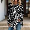 Women Long Sleeve Tunic Top Print Crew Neck Loose Fit Blouse With Pockets Casual Daily Wear Ladies Tops