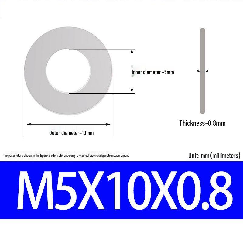 304 Stainless Steel Ultra-Thin Flat Washer, Thickness: 0.1/0.2/0.3/0.4/0.5 Mm, Sizes M1-M8