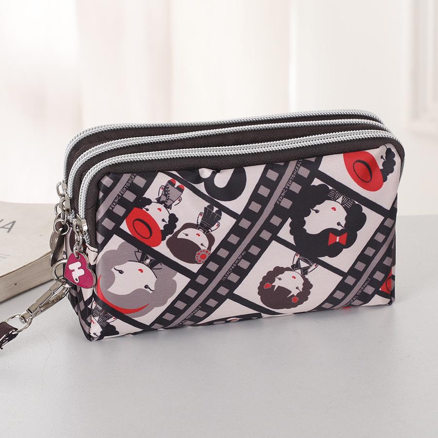 

Three-Layer Zipper Clutch Wristlet - Women s Cute Washable Cloth Handbag & Phone Purse