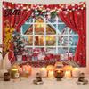 Christmas Wall Hanging Snow Scene Tapestry Holiday Backdrop Xmas Tree Cloth for Window Wreath Tapestry Bedroom Living Room 59x39 Inch Party