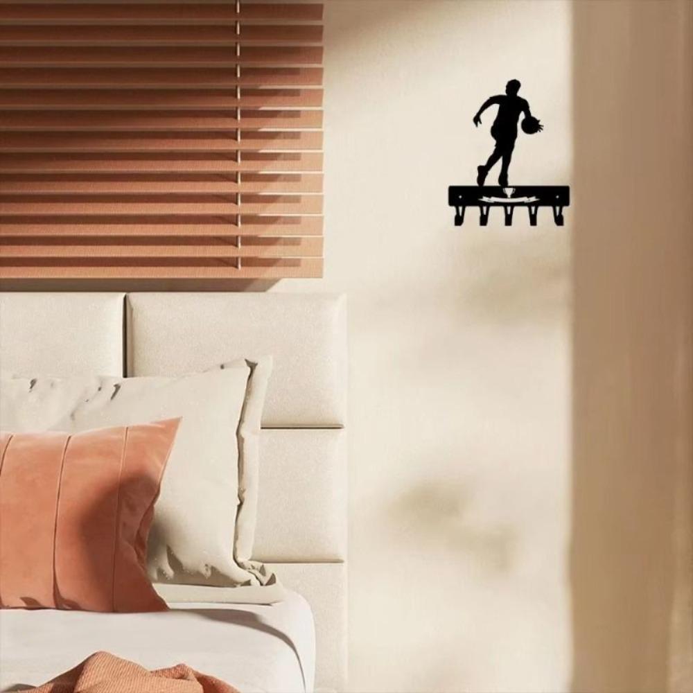 Wall Mounted Key Holder Forged Black Metal Sandblasted Home Decor