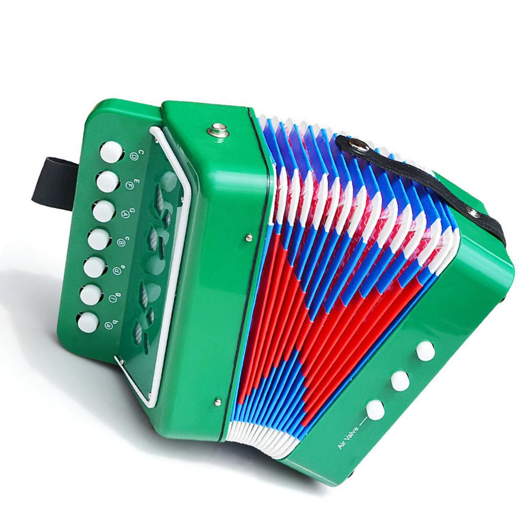 Accordion Toy Children Accordion Musical Instrument 2 Bass 7 Keys for Kids Infant Green