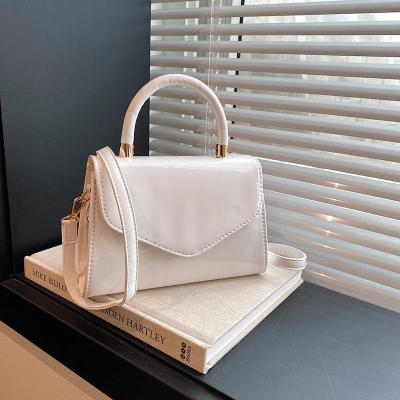 2026 Newest Fashi Simple Korean Style Lacquer Handbag For Women Single Shoulder Bag Small Square Handle Bags Gifts For Lady
