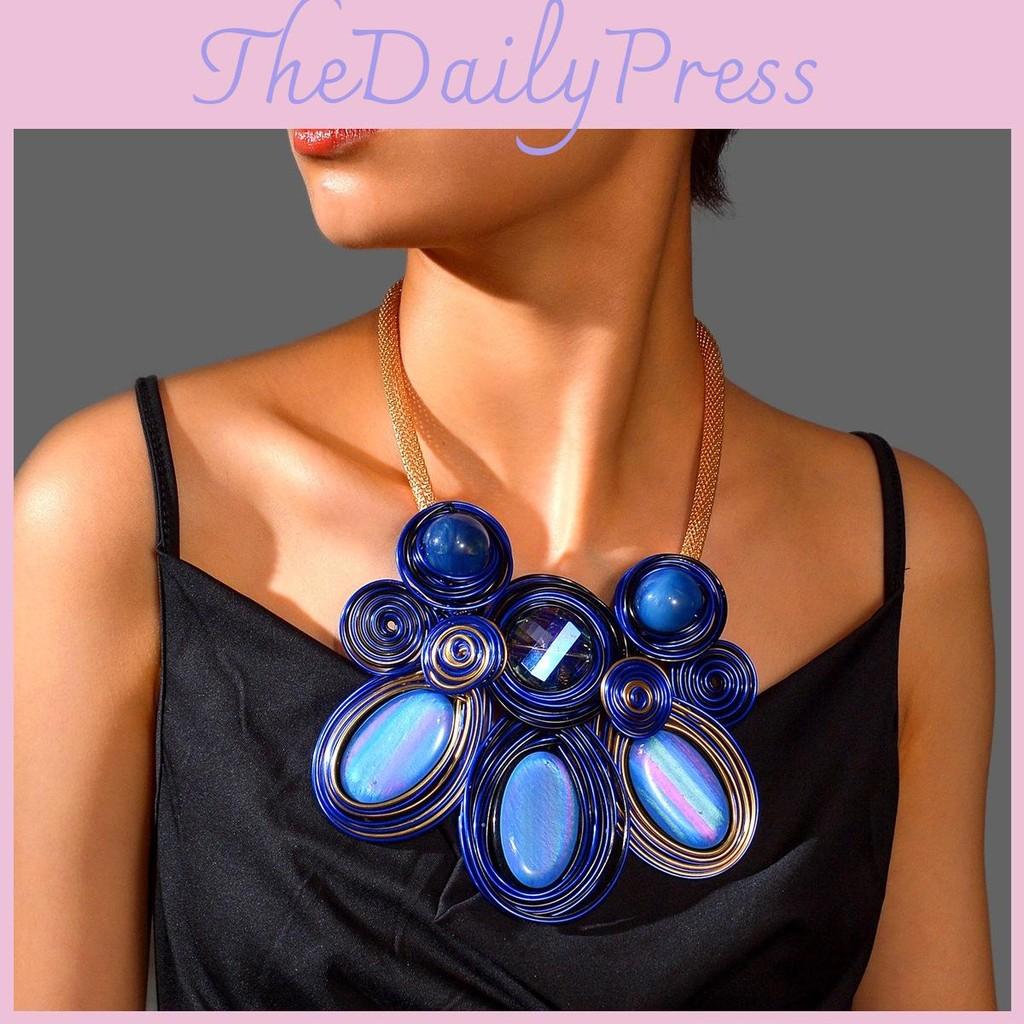 Crystal Geometric Exaggerated Jewelry Set With Alloy Necklace Earrings For Youth Style