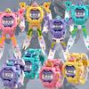 2 In 1 Robot Transformation Wristwatch Toy Boy Children Electronic Robot Sport Watch Birthday Xmas Gift