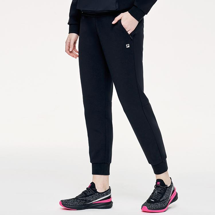 FILA Athletics Logo Printed Cuffed Knit Sports Pants Women pants Deep-Black A11W111617FBK