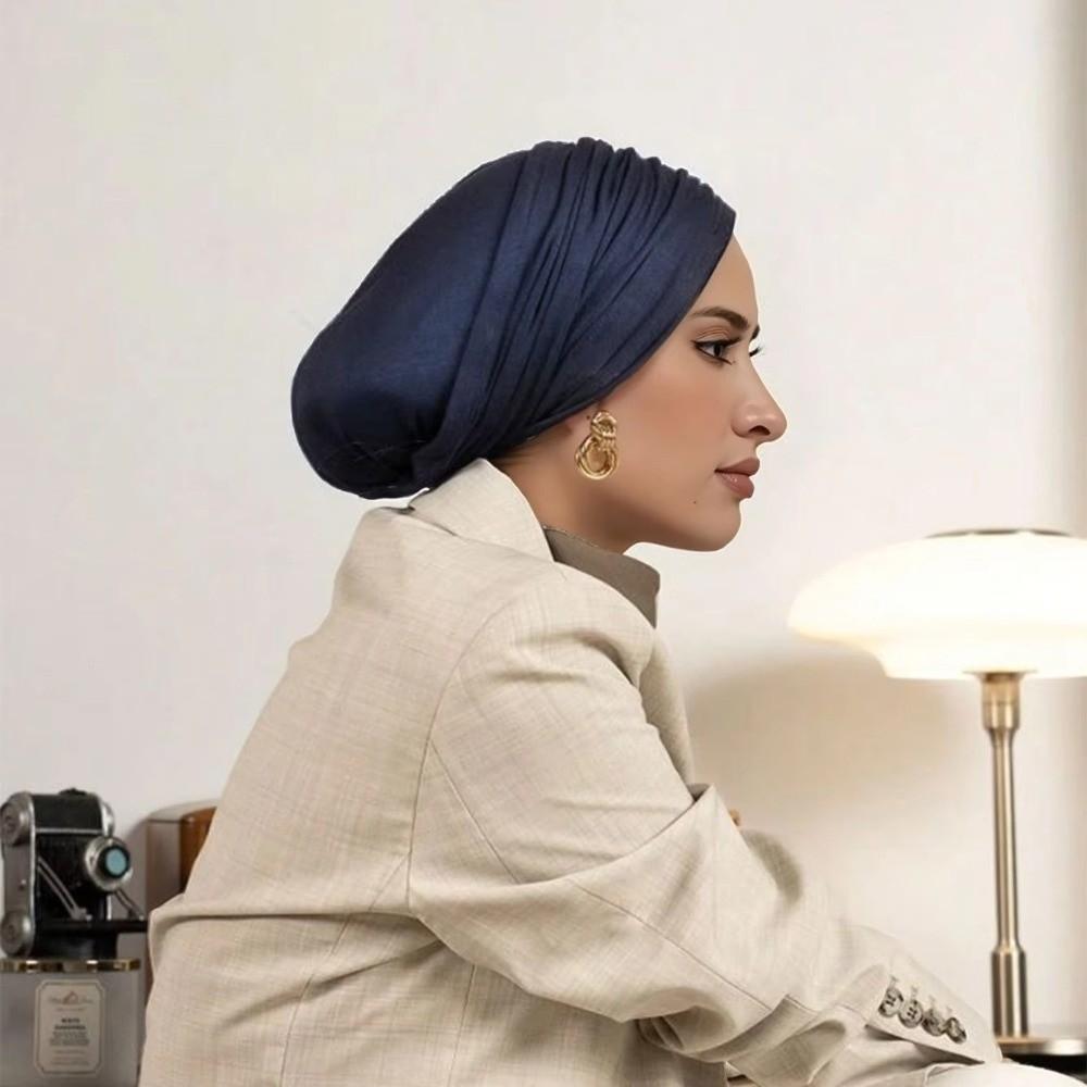 Elasticity Islamic Headscarf Solid Color Headscarf Hat New Pullover Hat All Seasons
