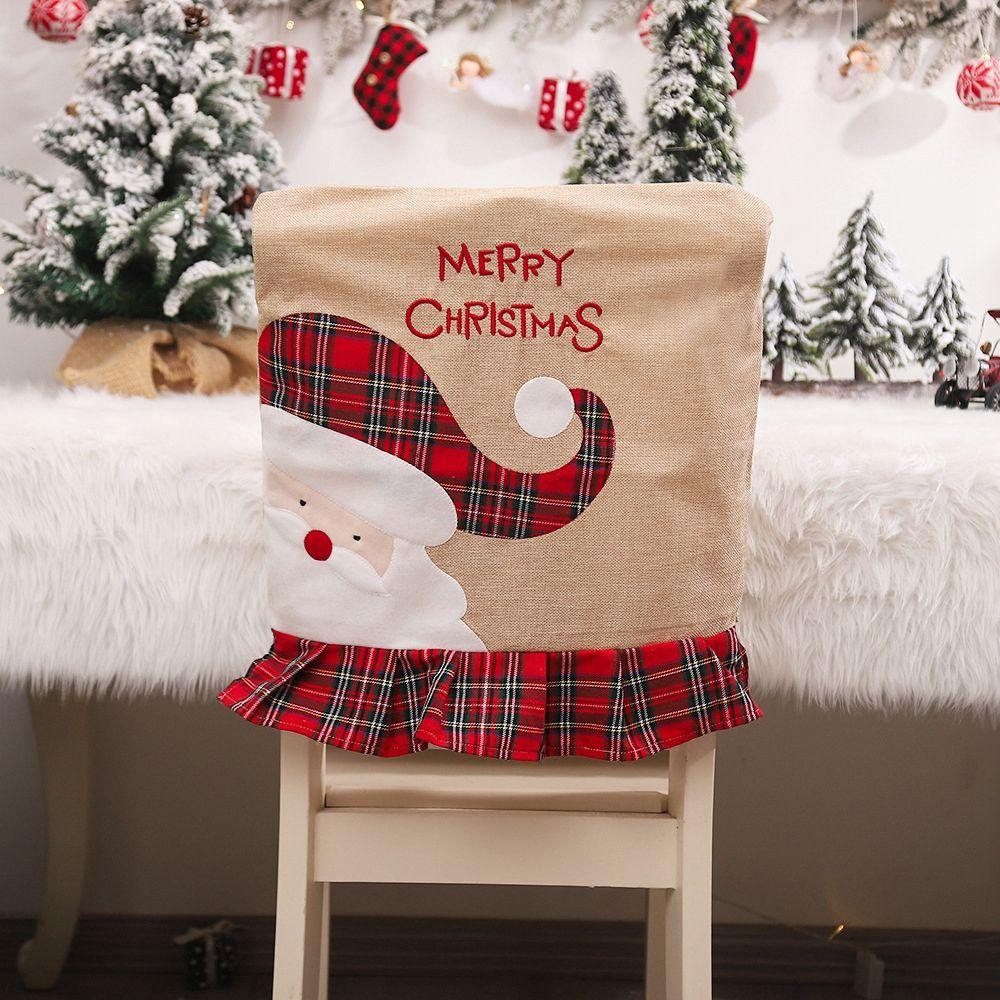 Decor Santa Claus New Year Kitchen Supplies Christmas  Decorations Chair Covers Chair Seat Cover