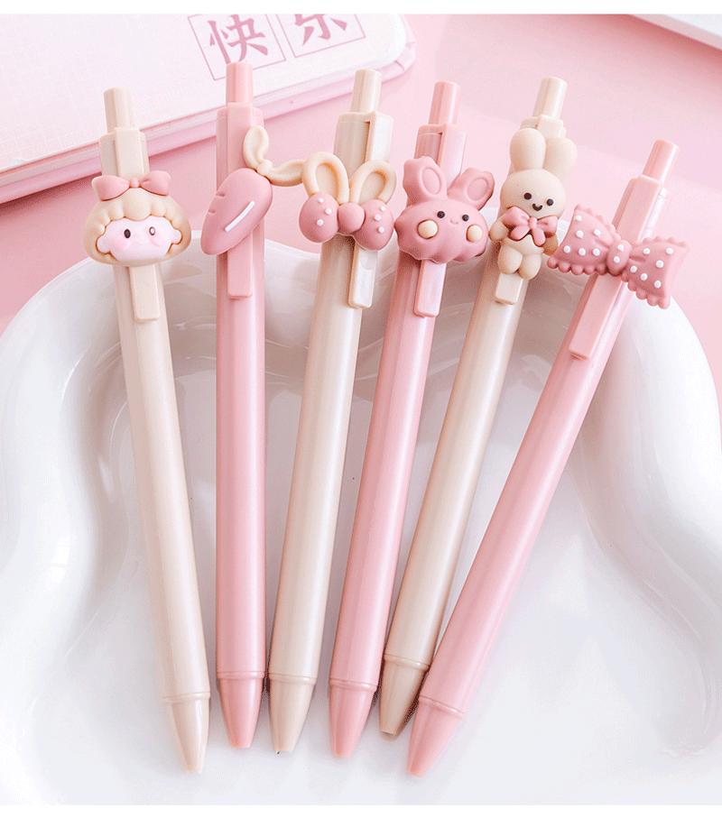4 pcs/lot 0.5mm Kawaii Cartoon Rabbit Girl Mechanical Gel Ink Pens School Office Writing Supplies Stationery