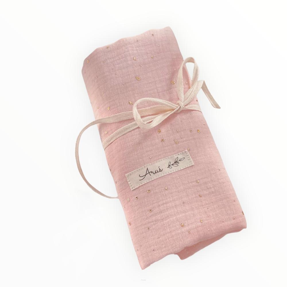 Muslin Swaddle Wrap 80x80cm Double Gauze (Peach Dots)