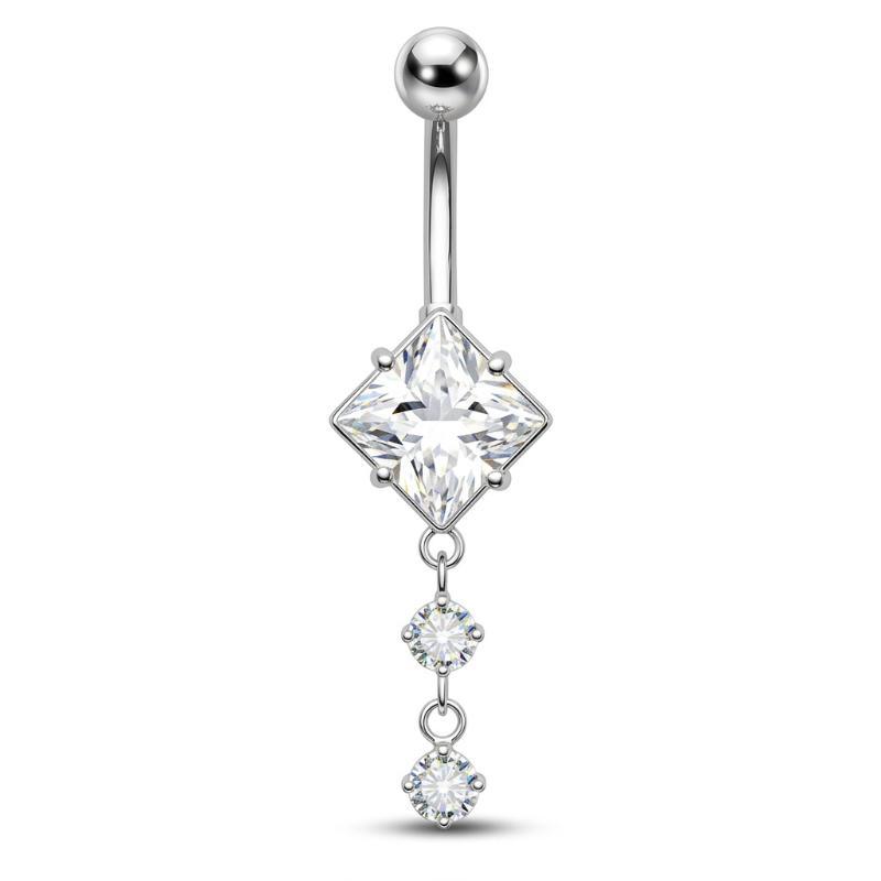 Curved Navel Rings Crystals Sexy Body Belly Button Ring Chains Flower Heart Belly Piercing Umbigo Stainless Steel Jewelry