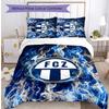 Set Lenzuola Stampato FC Zürich 3 Pezzi Copripiumino Traspirante con Federe Biancheria da Letto Decorativa per Camera da Letto Casa