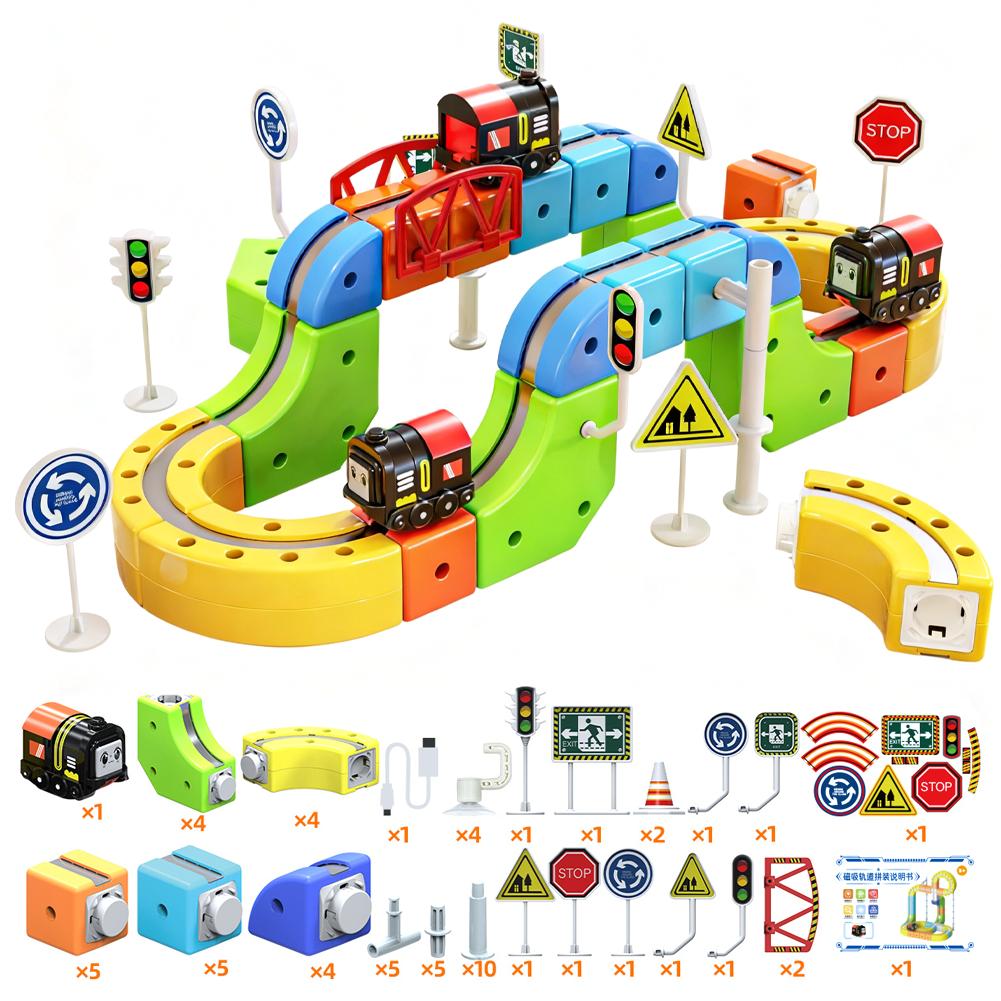 Children Magnetic Rail Car Cube Toys DIY Building Blocks Educational Toy Magical Track Train Construction Kids Christmas Gifts