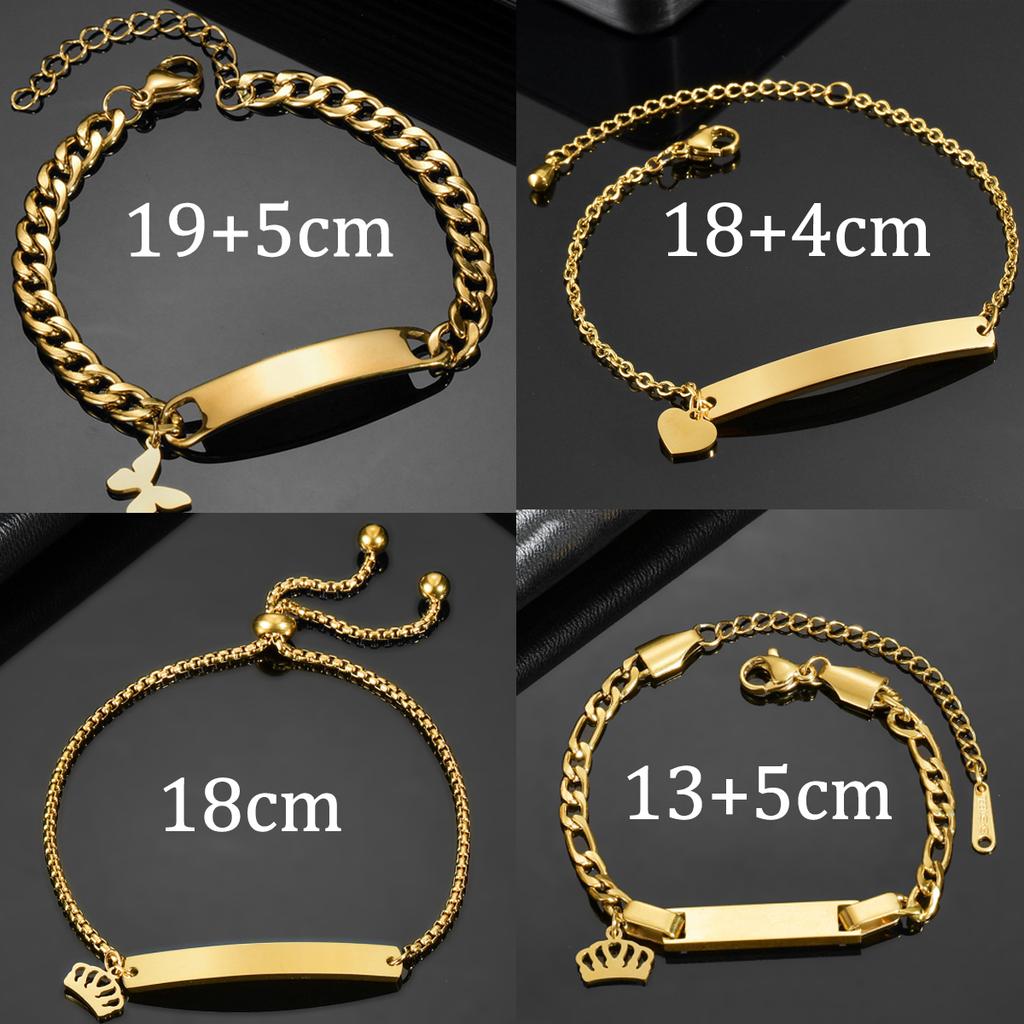 Atoztide Personalized Engrave Name Bracelet For Men Women Kids Stainless Steel Heart Adjustable Figaro Chain Family Jewelry Gift