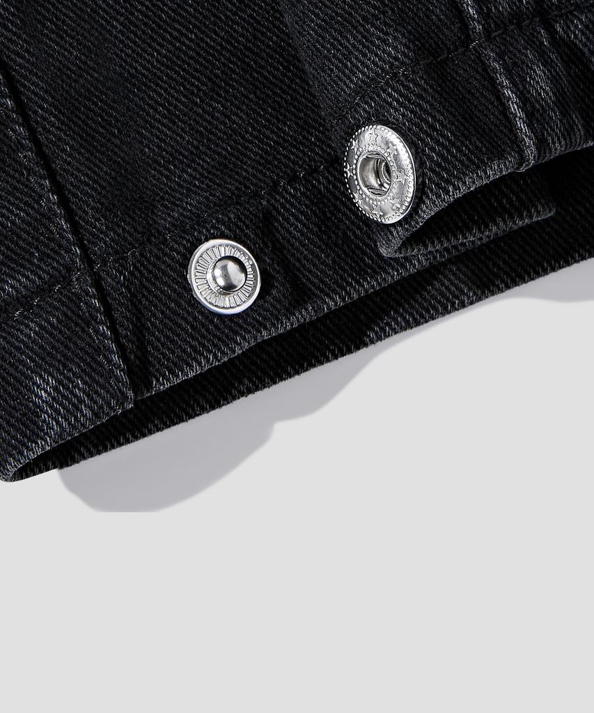 AGOD Vintage Side-Tuck Wide Denim Pants [All Black]