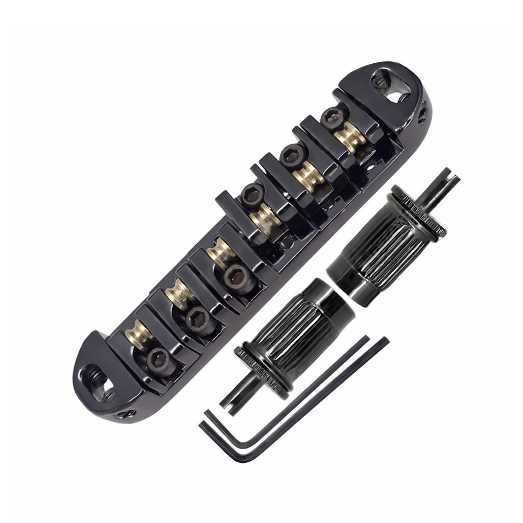 1pc Electric Guitar Bridge Replacement Roller Saddles 6 String Tailpiece Easy Install Guitar Bridge for Electric Guitars