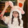 Cartoon cute big-eared rabbit female new winter thickened warm plush ear cap