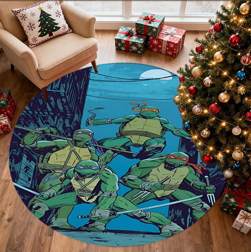 Teenage Mutant Ninja Turtles Pattern Round Rug, Indoor/Outdoor Mat, for Picnic, Gameroom, Bedroom, Office, Living Room, Home Decor Carpet, Birthday Gi