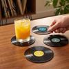 Durable Tabletop Scratch Guards 8PCS Vinyl Record Acrylic Coasters, Vintage Style Heat-Insulating Retro Water Stain Prevention Pads Drink Lightweight