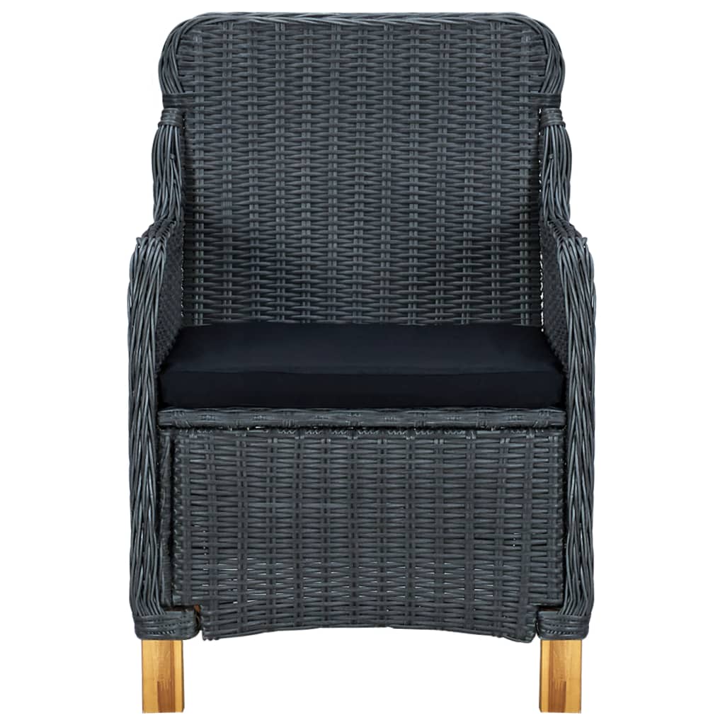 9 piece Garden Dining Set with Cushions Poly Rattan Dark Grey