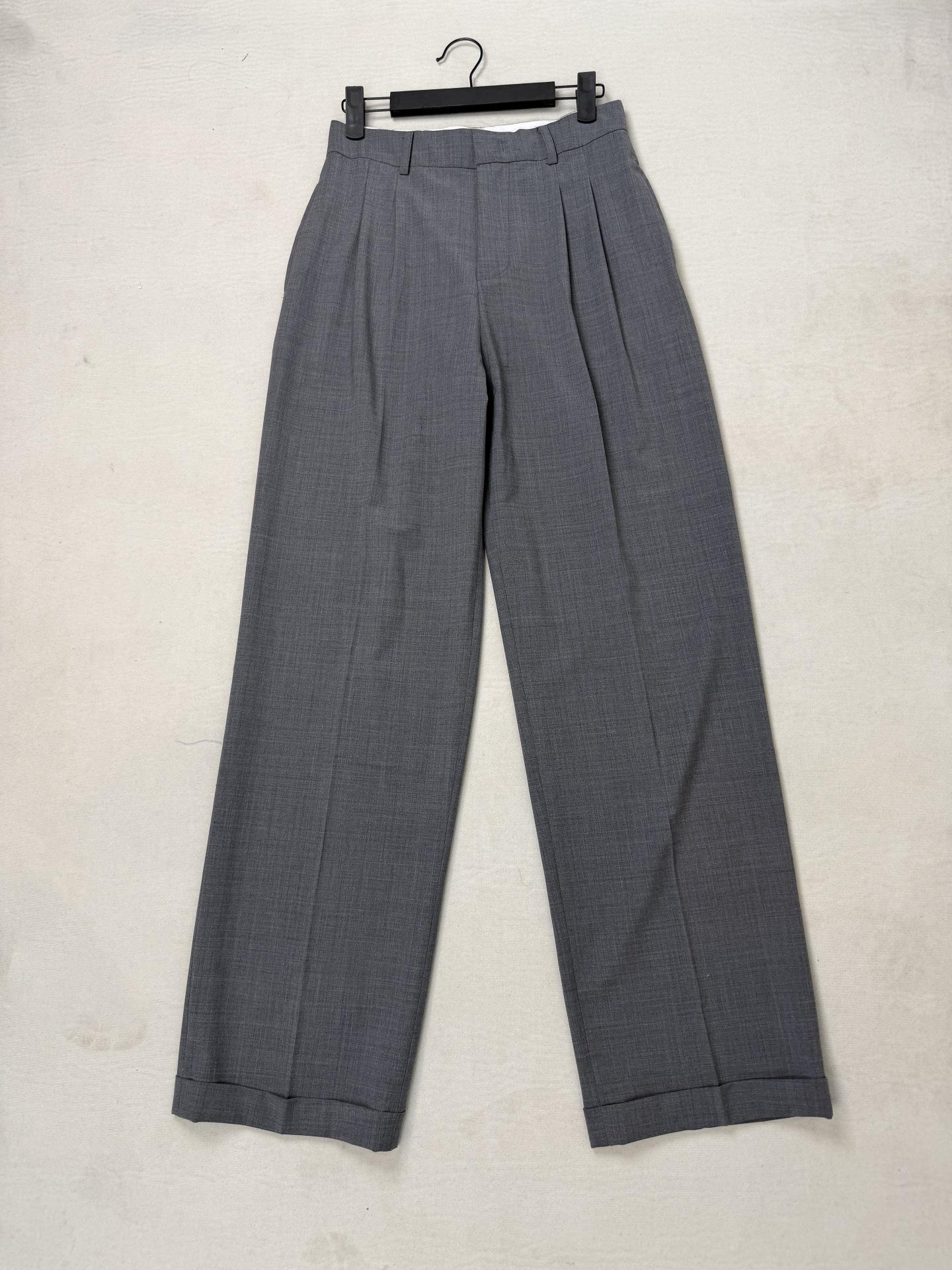 Women s Dark Gray High-Waisted Wool Pleated Casual Pants S темно-серого