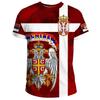 Serbian Flag National Emblem T Shirt For Men 3D Print Summer Casual T-shirt Fashion Sport O Collar Loose Short-sleeved Tee Shirt
