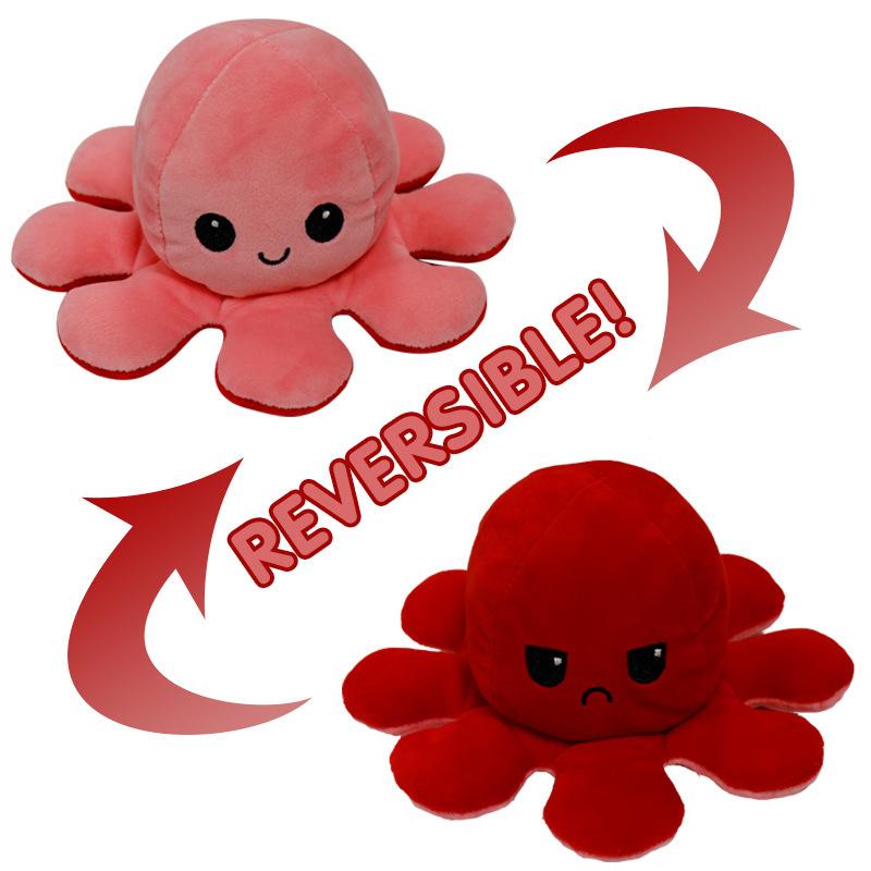 Reversible Flip Stuffed Octopus Plush  Doll Soft Simulation Reversible Plush Toy Double-sided Color