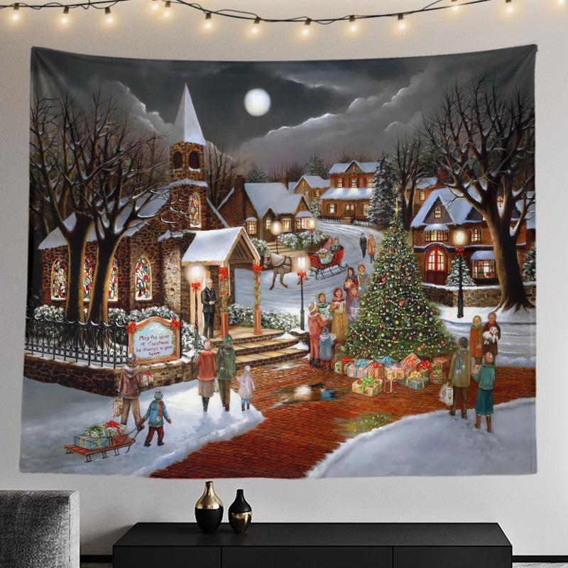 Cross-border Christmas Tree Tapestry Santa Hanging Cloth Background Cloth Digital Printing