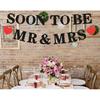 Pre-strung Soon to Be Mr & Mrs Banner - Black Glitter Bridal Shower Decorations for Wedding, Engagement or Bachelorette Party Photo Booth Props