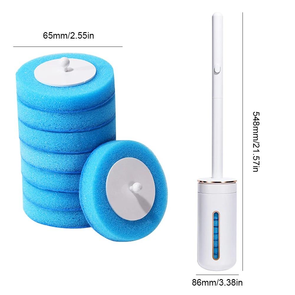 Disposable Toilet Brush Set - Wall-Mounted Bathroom Cleaner with Replacement Sponge Heads