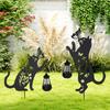 2pcs Solar Powered Lamp Iron Silhouette Lantern Floor Mounted Lawn Lamp Outdoor Waterproof Cat Butterfly Courtyard Garden Light