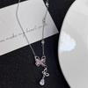 Pink butterfly water drop diamond necklace light luxury niche women's high-end design sense new collarbone chain accessories women's