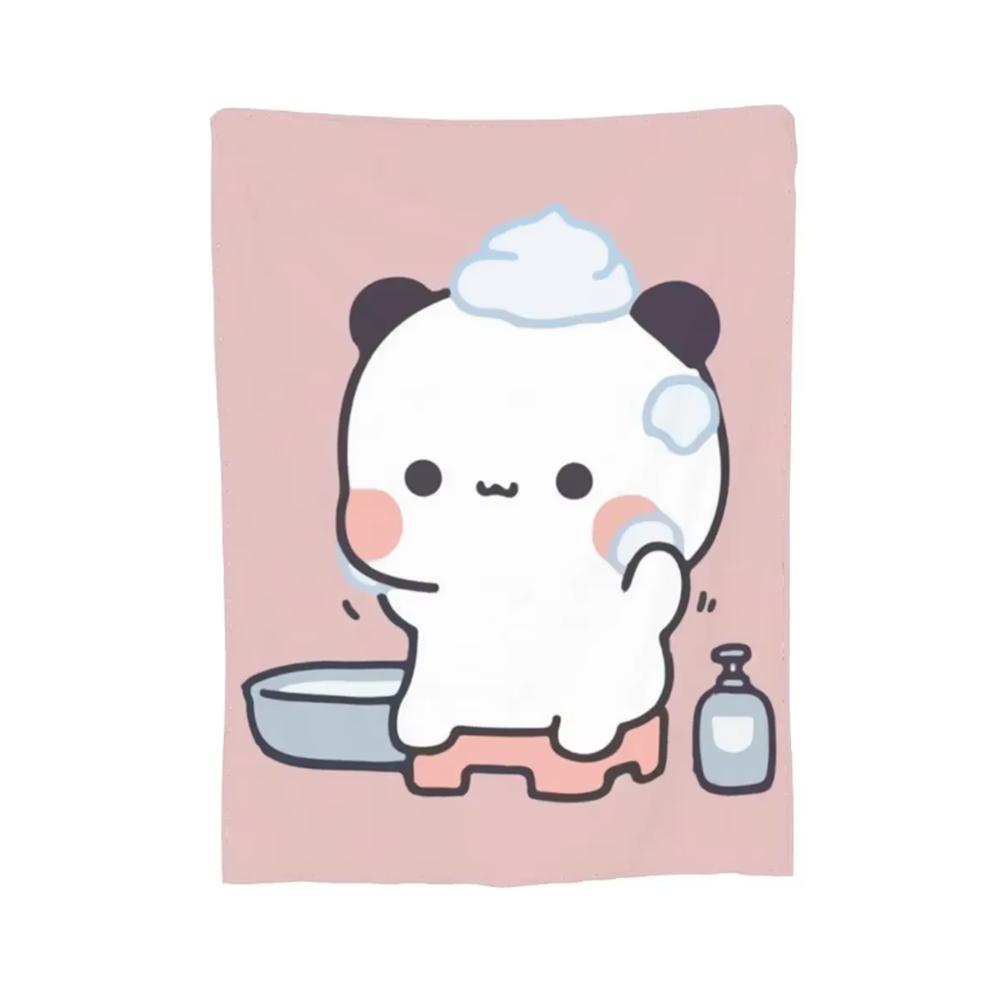 Cartoon Print Bear and Pa Blanket Cute Bubu Dudu Series Kids Warm Flannel Soft Comfortable Home Bed Blanket