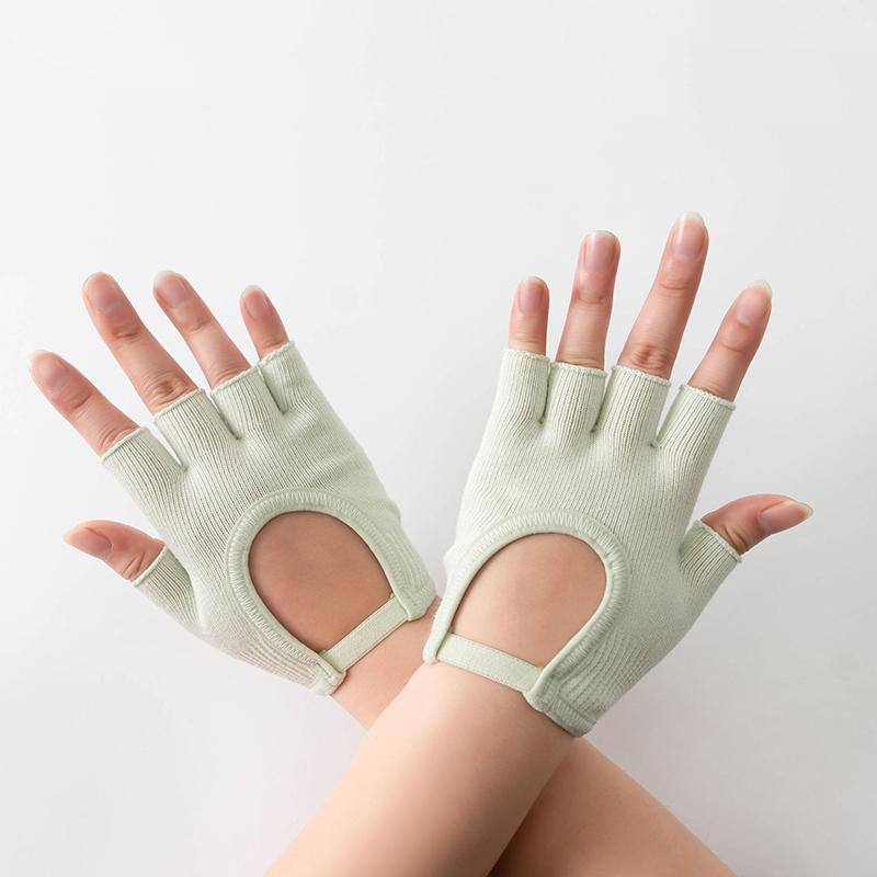 Women Anti-Slip Yoga Gloves Cotton Fitness Half Finger Gloves Breathable Outdoor Cycling Bicycle Pilates Sports Fishing Gloves