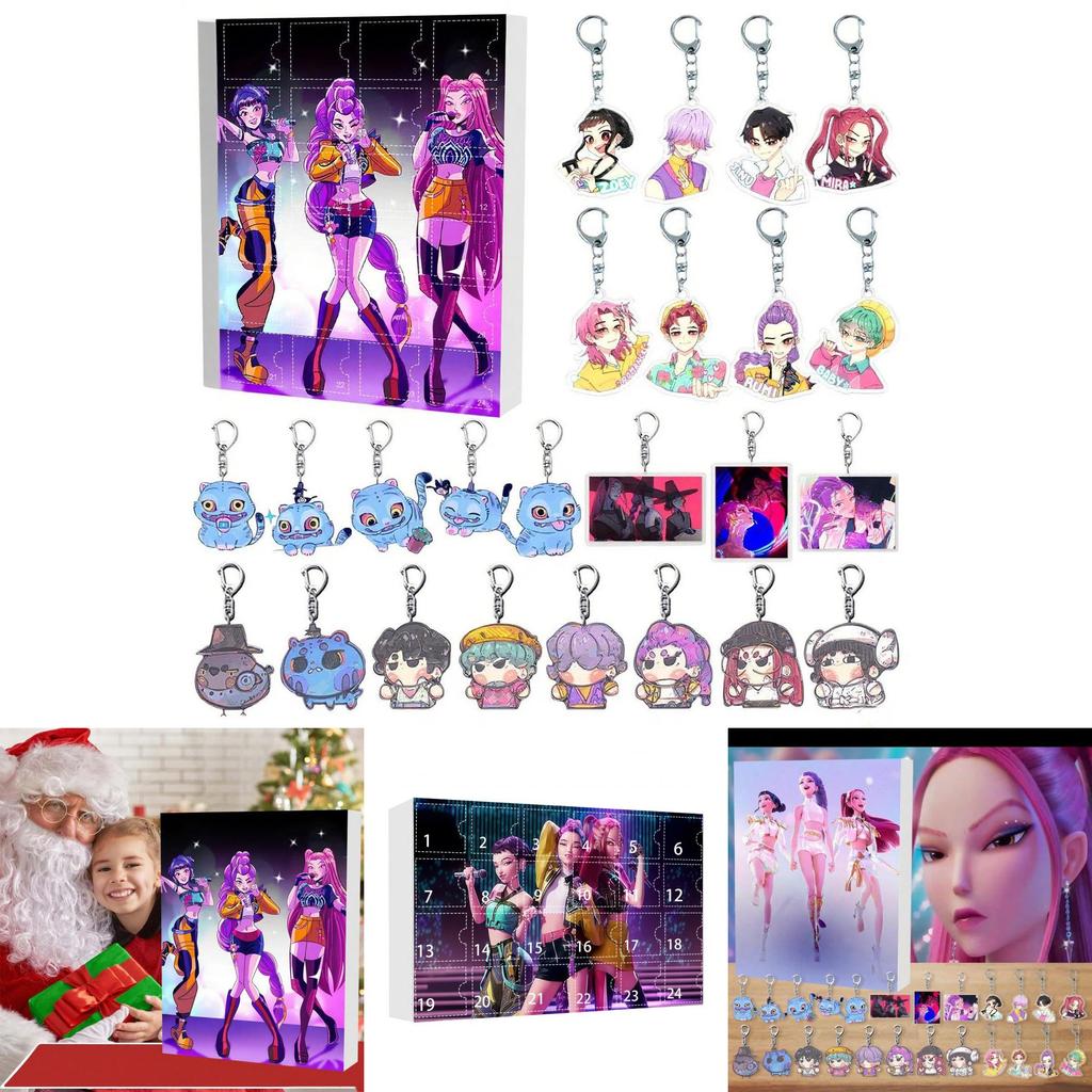 Kpop Girl Group Christmas Countdown Calendar Acrylic Keychain With 24 Accessories For Gift Giving