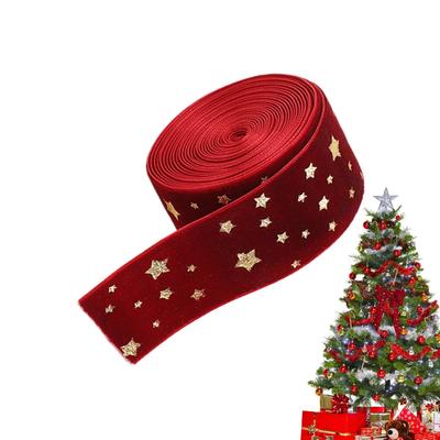 78 Inch Christmas Tree Decorative Ribbon Velvet Hot Stamping Print Christmas Ribbon For Wreath Bouquet Flower Packaging