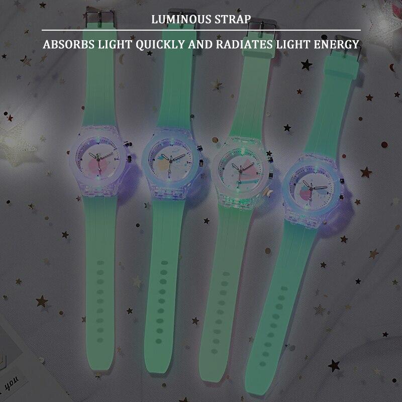 Watch Women Fashion Silicone Candy Color Luminescent Student Watches Girls Quartz Clock Cute Little Fresh Wristwatch