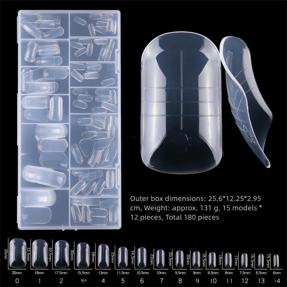 150pcs Coffin Shape Sandwich Nail Forms Natural Clear with Auxiliary Line Double-Sided Fake Nails Clear Extension Almond Shape