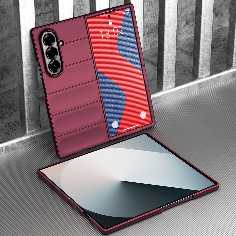 

KEYSION Shockproof Case for Samsung Z Fold 7 5G Anti-skid Hard Plastic Phone Back Cover for Galaxy Z Fold 7 5G for Galaxy Z Fold 7 вино красного