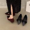 Women's Flat Shoes Spring New Pointed Head Shallow Mouth Suede Butterfly Knot Soft Sole Anti-slip Wear-resistant Single Shoes